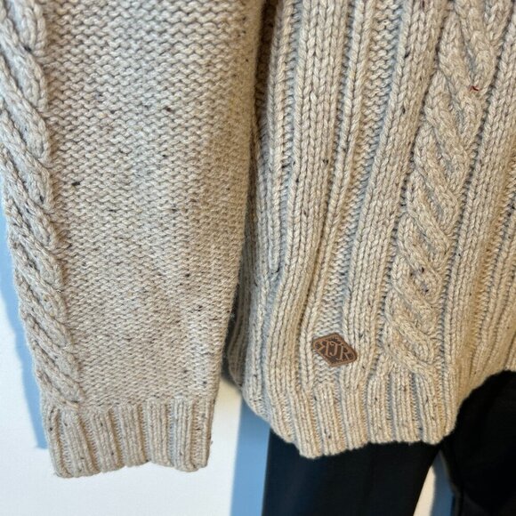 Rocha John Rocha SZM Khaki Lambs wool mock 1/4 chunky cable knit sweater … - Picture 5 of 10